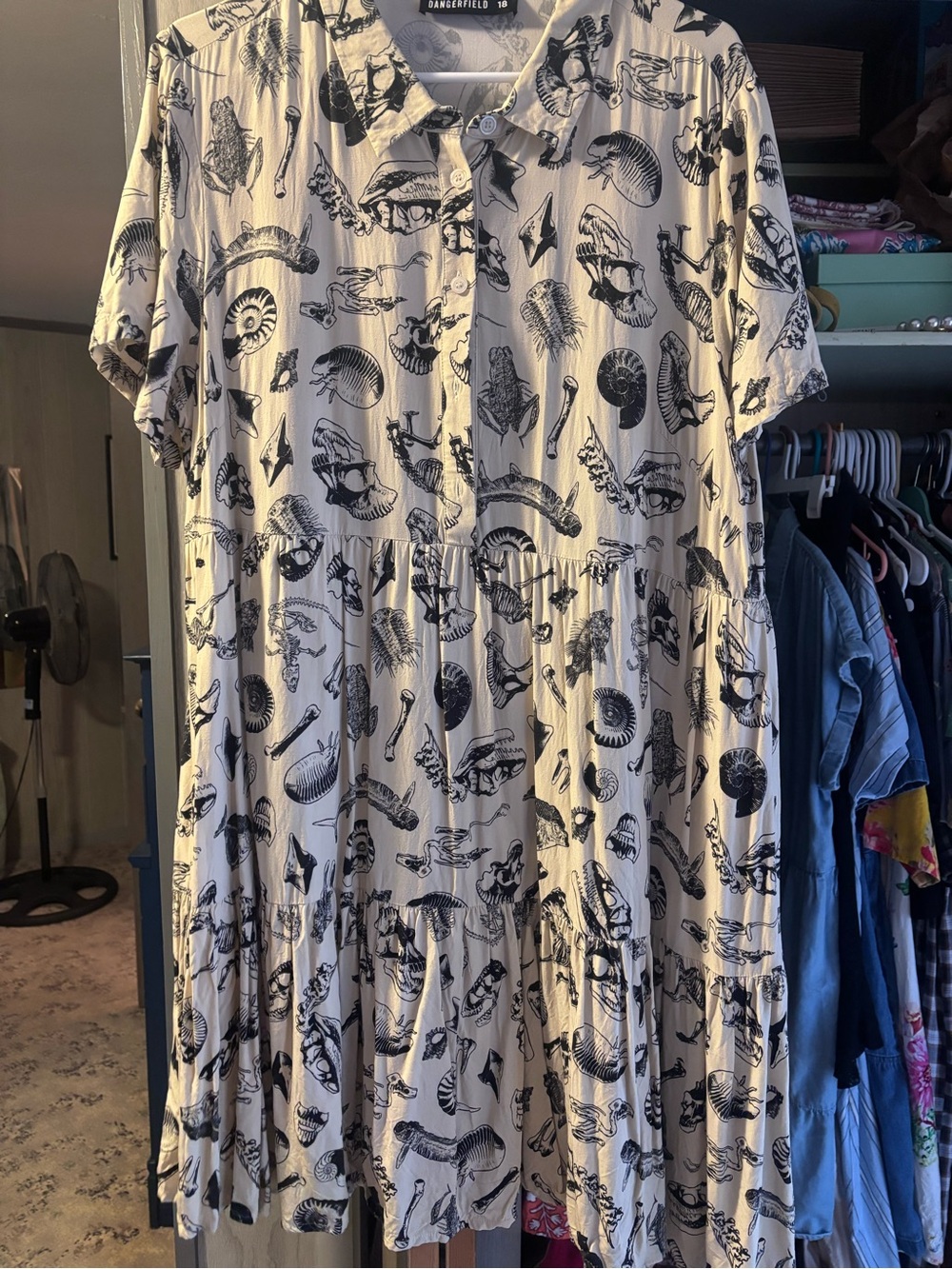 ModCloth Dangerfield Body Fossils Tiered Collared Dress - Picture 3 of 5